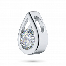 14K White Gold Pendant with 1 Round-Cut Lab-Created Diamond 0.582 CT.TW