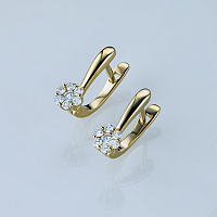 14K Yellow Gold Earrings with 14 Round-Cut Lab-Created Diamonds 0.305 CT.TW - изображение 8