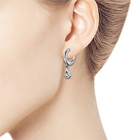 Sterling Silver Earrings with 2 Round-Cut Lab-Created Diamonds 0.048 CT.TW - изображение 3