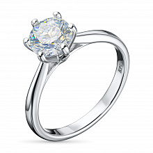 14K White Gold Ring with 1 Round-Cut Lab-Created Diamond 1.031 CT.TW
