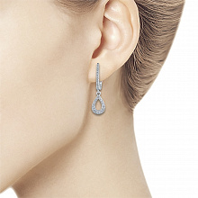 14K White Gold Earrings with 52 Round-Cut Lab-Created Diamonds 0.315 CT.TW