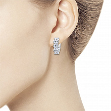 14K White Gold Earrings with 32 Round-Cut Lab-Created Diamonds 0.995 CT.TW