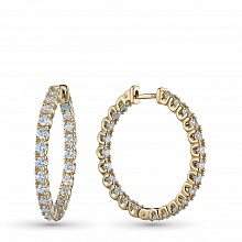 14K Yellow Gold Earrings with 46 Round-Cut Lab-Created Diamonds 3.074 CT.TW