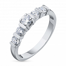14K White Gold Ring with 5 Round-Cut Lab-Created Diamonds 0.695 CT.TW