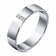 14K White Gold Ring with 3 Round-Cut Lab-Created Diamonds 0.023 CT.TW