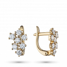 14K Yellow Gold Earrings with 14 Round-Cut Lab-Created Diamonds 0.983 CT.TW