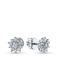 14K White Gold Earring Studs with 22 Round-Cut Lab-Created Diamonds 0.46 CT.TW - изображение 1