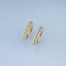 14K Yellow Gold Earrings with 40 Round-Cut Lab-Created Diamonds 0.516 CT.TW