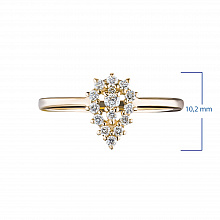 Yellow Gold Ring with 14 Round-Cut Diamonds 0.182 CT.TW