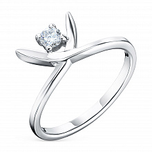 14K White Gold Ring with 1 Round-Cut Lab-Created Diamond 0.118 CT.TW