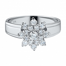 White Gold Ring with 17 Round-Cut Lab-Created Diamonds 0.925 CT.TW