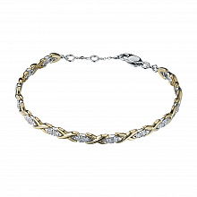 14K White and Yellow Gold Bracelet with 28 Round-Cut Lab-Created Diamonds 1.139 CT.TW