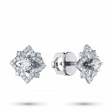 14K White Gold Earring Studs with 58 Round-Cut Lab-Created Diamonds 0.448 CT.TW