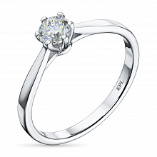 14K White Gold Ring with 1 Round-Cut Lab-Created Diamond 0.347 CT.TW