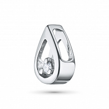 14K White Gold Pendant with 1 Round-Cut Lab-Created Diamond 0.046 CT.TW