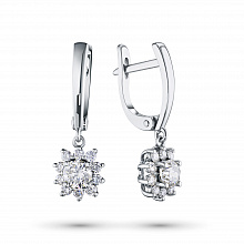 14K White Gold Earrings with 22 Round-Cut Lab-Created Diamonds 1.479 CT.TW