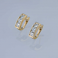14K Yellow Gold Earrings with 6 Round-Cut Lab-Created Diamonds 0.992 CT.TW