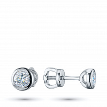 Sterling Silver Earring Studs with 2 Round-Cut Lab-Created Diamonds 0.569 CT.TW