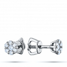 14K White Gold Earring Studs with 14 Round-Cut Lab-Created Diamonds 0.339 CT.TW