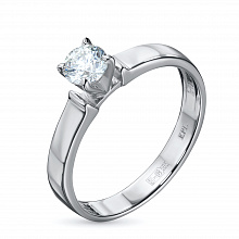 Sterling Silver Ring with 1 Round-Cut Lab-Created Diamond 0.281 CT.TW