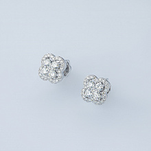 Sterling Silver Earring Studs with 58 Round-Cut Lab-Created Diamonds 0.962 CT.TW
