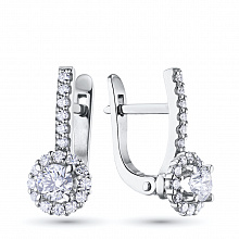 Sterling Silver Earrings with 38 Round-Cut Lab-Created Diamonds 1.186 CT.TW