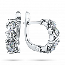 Sterling Silver Earrings with 8 Round-Cut Lab-Created Diamonds 0.26 CT.TW