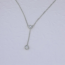 14K White Gold Necklace with 2 Round-Cut Lab-Created Diamonds 0.233 CT.TW