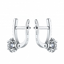 Sterling Silver Earrings with 38 Round-Cut Lab-Created Diamonds 1.186 CT.TW