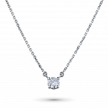 14K White Gold Necklace with 1 Round-Cut Lab-Created Diamond 0.446 CT.TW