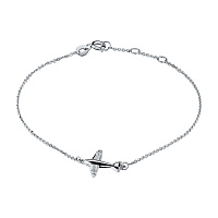Sterling Silver Bracelet with 2 Round-Cut Lab-Created Diamonds 0.019 CT.TW - изображение 1