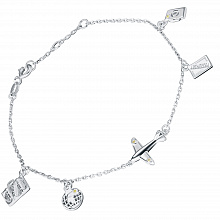 Sterling Silver Bracelet with 4 Round-Cut Lab-Created Diamonds 0.033 CT.TW