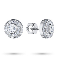 White Gold Earring Studs with 80 Round-Cut Lab-Created Diamonds 1.245 CT.TW - изображение 1