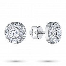 14K White Gold Earring Studs with 80 Round-Cut Lab-Created Diamonds 1.205 CT.TW