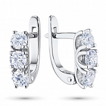 14K White Gold Earrings with 6 Round-Cut Lab-Created Diamonds 1.084 CT.TW