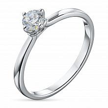 14K White Gold Ring with 1 Round-Cut Lab-Created Diamond 0.378 CT.TW