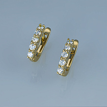 14K Yellow Gold Earrings with 10 Round-Cut Lab-Created Diamonds 0.587 CT.TW