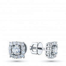 14K White Gold Earring Studs with 26 Round-Cut Lab-Created Diamonds 0.998 CT.TW