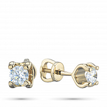 14K Yellow Gold Earring Studs with 2 Round-Cut Lab-Created Diamonds 2.195 CT.TW