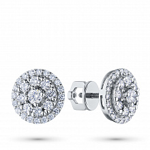 14K White Gold Earring Studs with 58 Round-Cut Lab-Created Diamonds 1.398 CT.TW