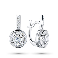 14K White Gold Earrings with 90 Round-Cut Lab-Created Diamonds 1.382 CT.TW - изображение 1