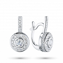 14K White Gold Earrings with 90 Round-Cut Lab-Created Diamonds 1.382 CT.TW