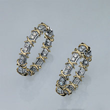 14K White and Yellow Gold Earrings with 20 Round-Cut Lab-Created Diamonds 0.517 CT.TW