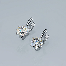 14K White Gold Earrings with 22 Round-Cut Lab-Created Diamonds 0.521 CT.TW