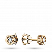14K Yellow Gold Earring Studs with 2 Round-Cut Lab-Created Diamonds 0.134 CT.TW