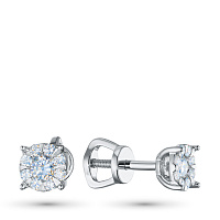 Sterling Silver Earring Studs with 18 Round-Cut Lab-Created Diamonds 0.407 CT.TW - изображение 1