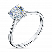 14K White Gold Ring with 1 Round-Cut Lab-Created Diamond 1.07 CT.TW