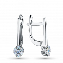 Sterling Silver Earrings with 14 Round-Cut Lab-Created Diamonds 0.209 CT.TW