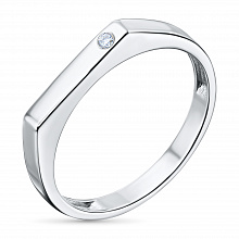 Sterling Silver Ring with 1 Round-Cut Lab-Created Diamond 0.007 CT.TW