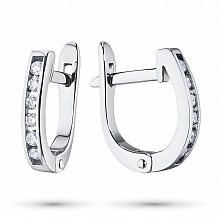 Sterling Silver Earrings with 12 Round-Cut Lab-Created Diamonds 0.211 CT.TW